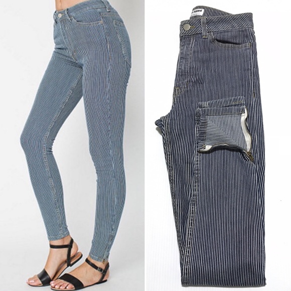 American Apparel Denim - American Apparel Railroad Pinstripe Jeans  :047